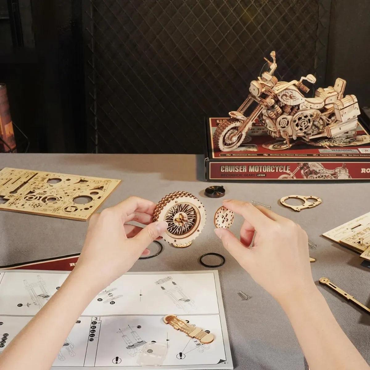 Cruiser Motorcycle Mechanical 3D Wooden Puzzle