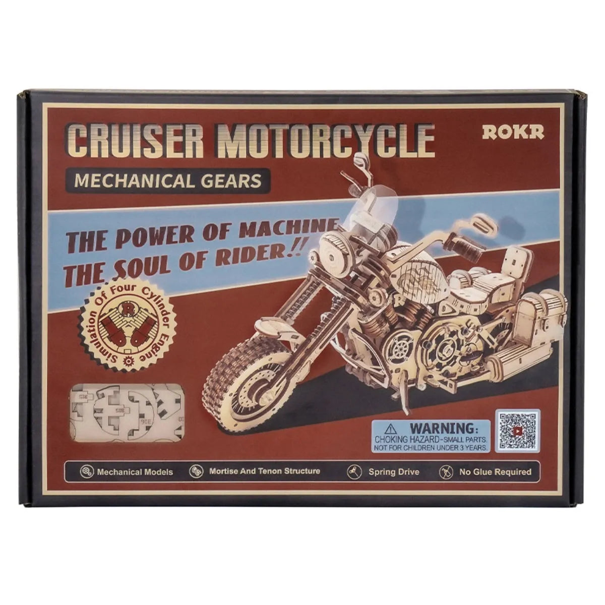 Cruiser Motorcycle Mechanical 3D Wooden Puzzle