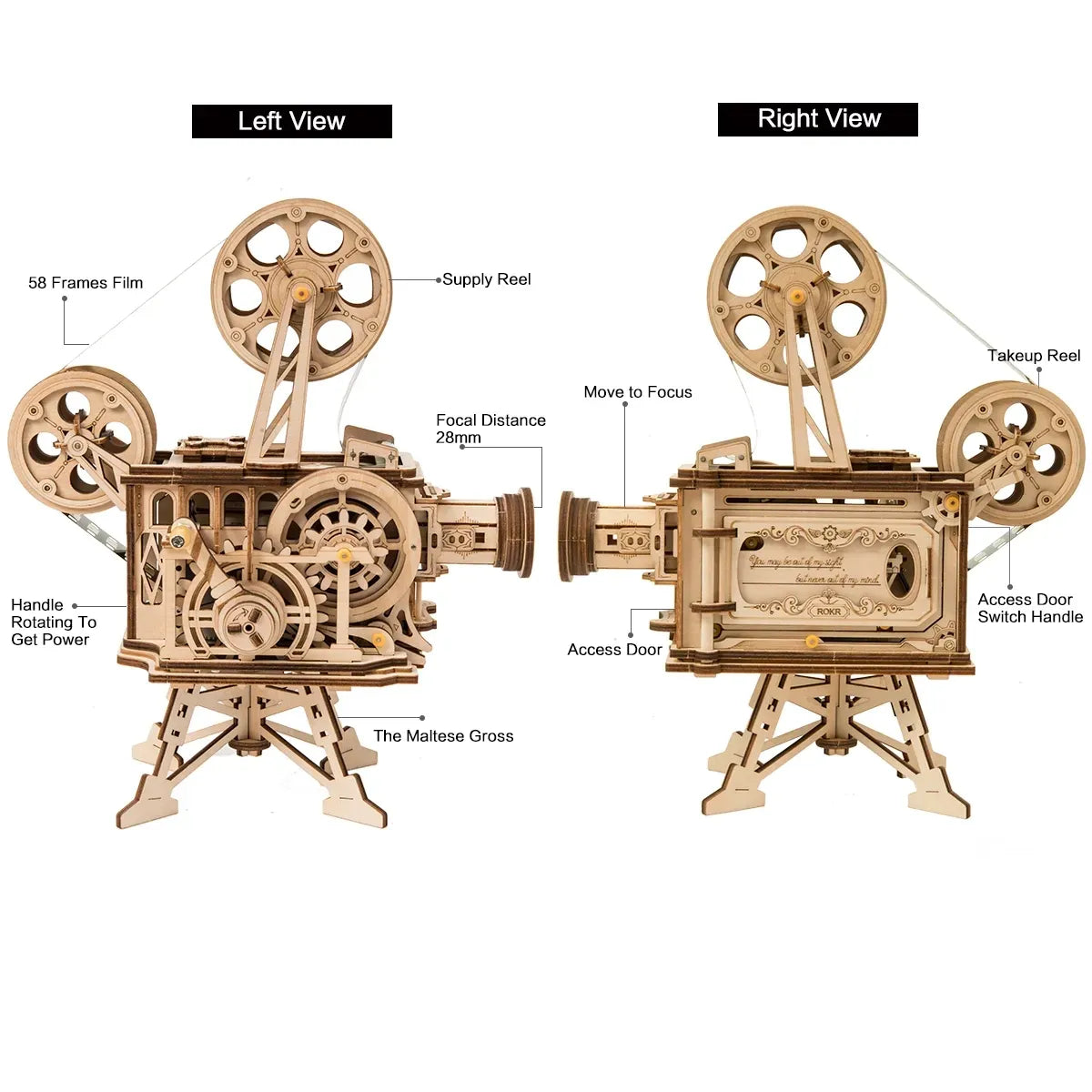 Vitascope Movie Projector Mechanical 3D Wooden Puzzle