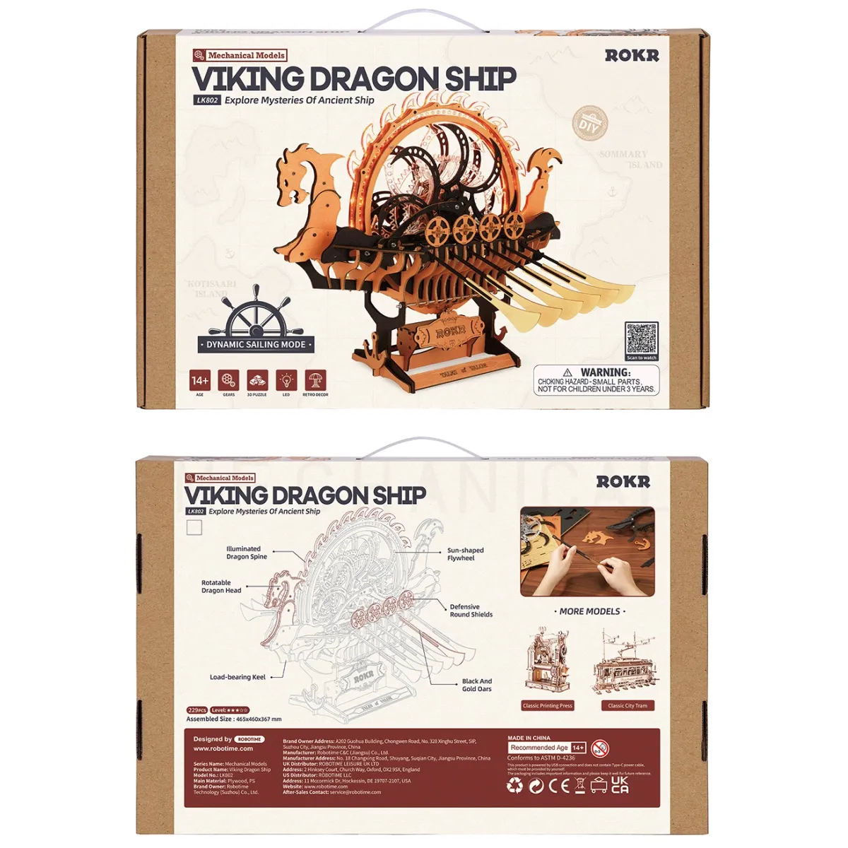 Viking Dragon Ship Mechanical 3D Wooden Puzzle