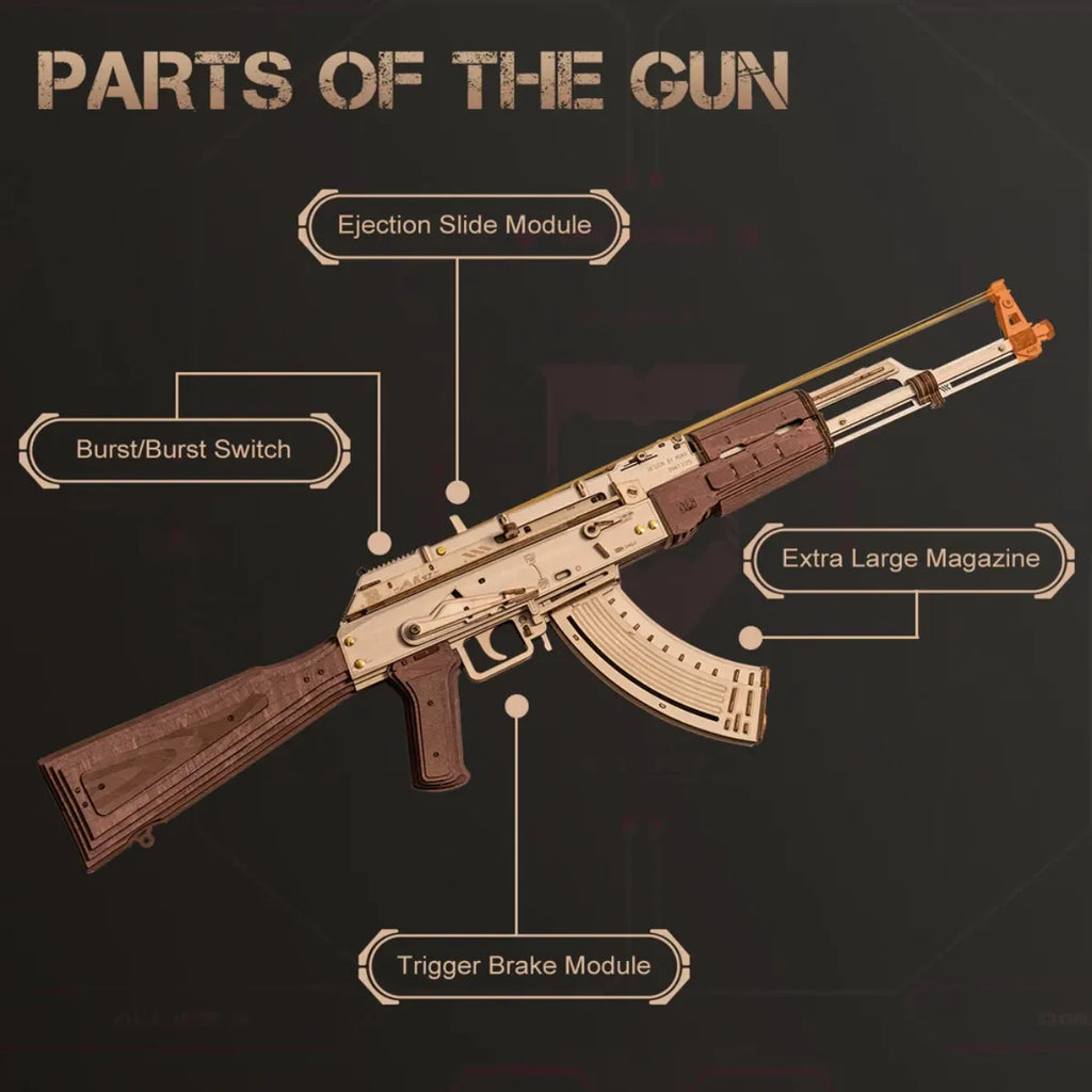 AK-47 Assault Rifle 3D Wooden Puzzle