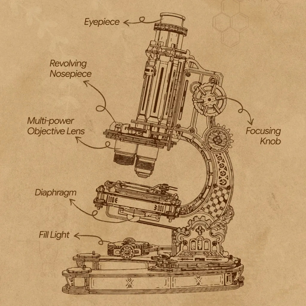Microscope Mechanical Wooden 3D Puzzle