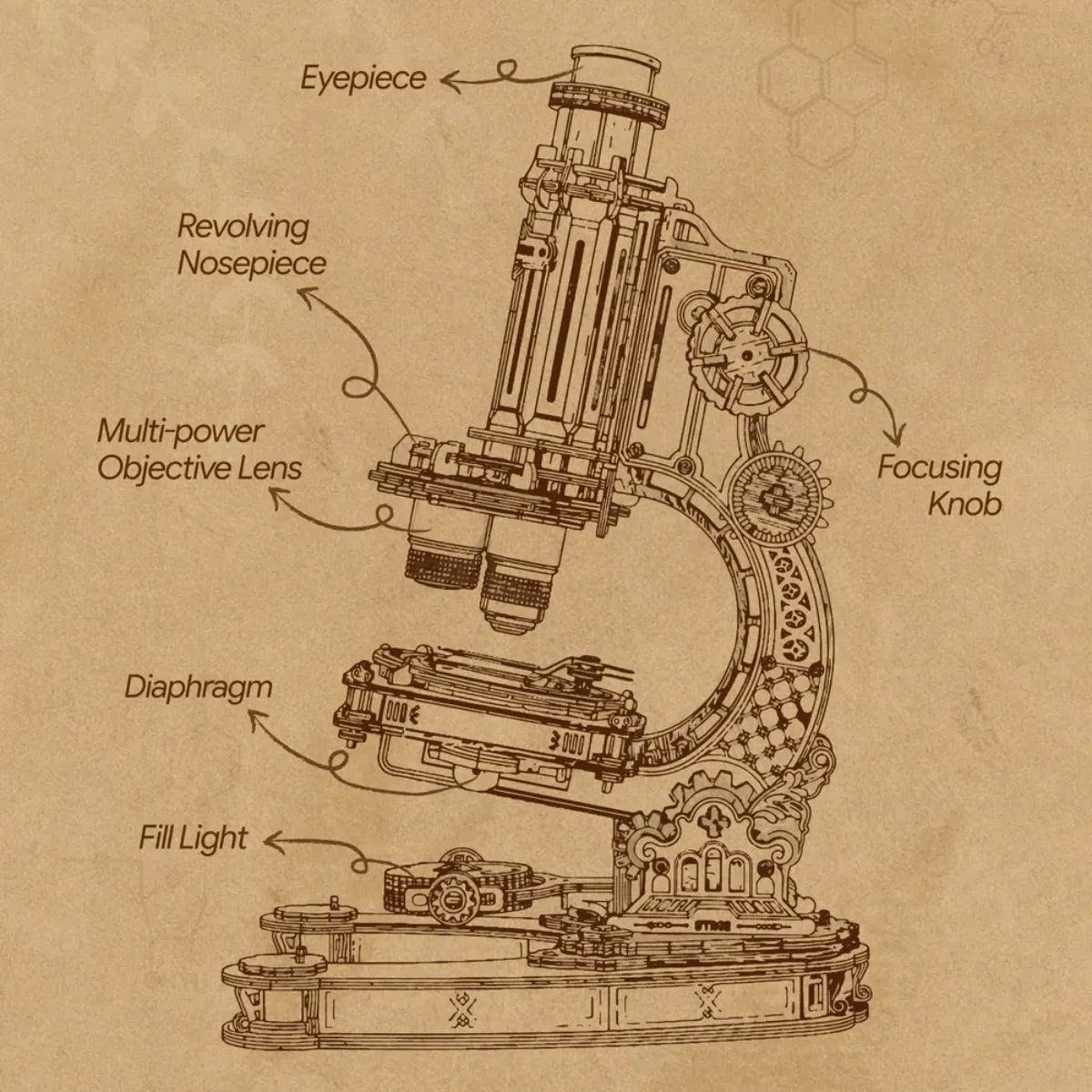 Microscope Mechanical Wooden 3D Puzzle