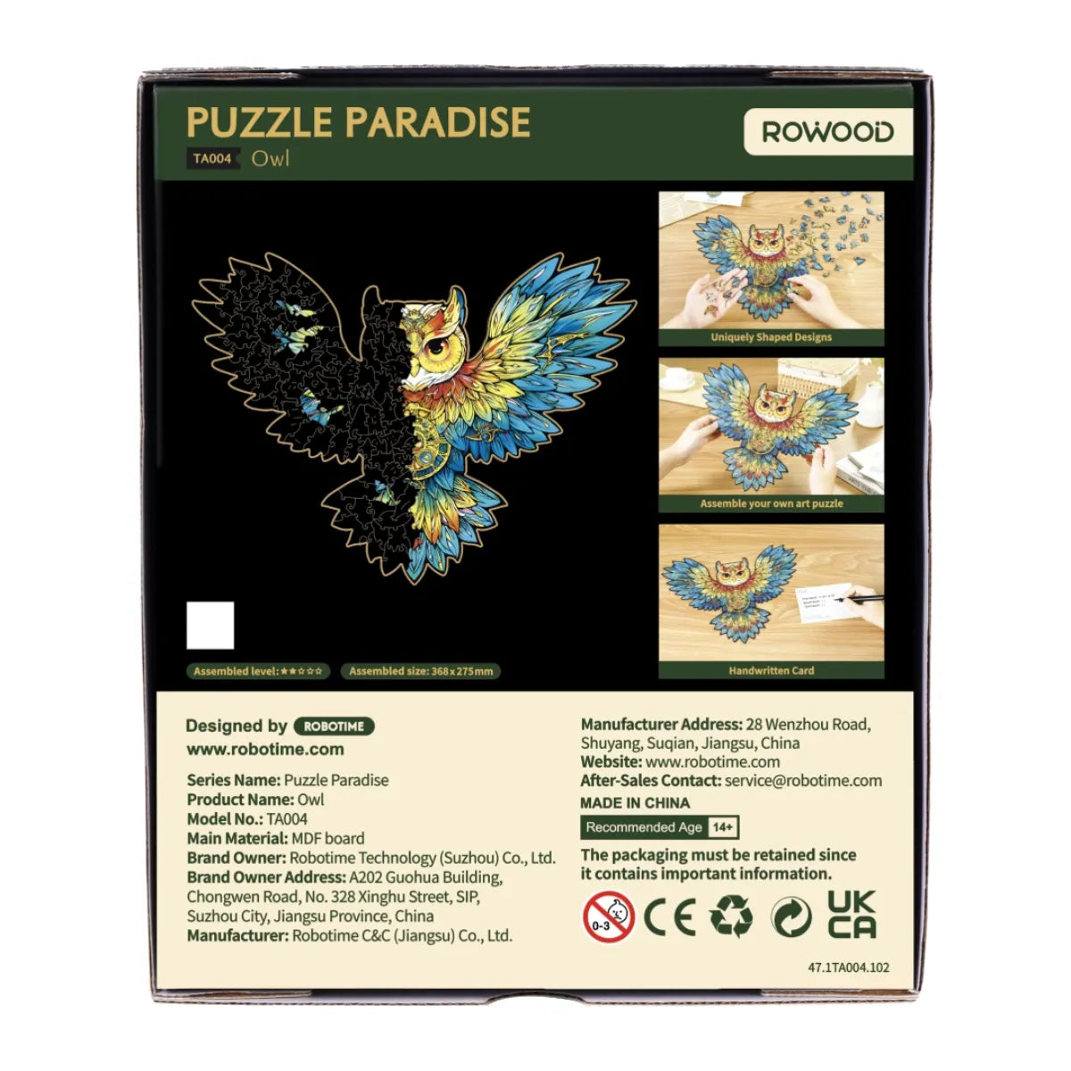 Owl Colorful Wooden Jigsaw Puzzle