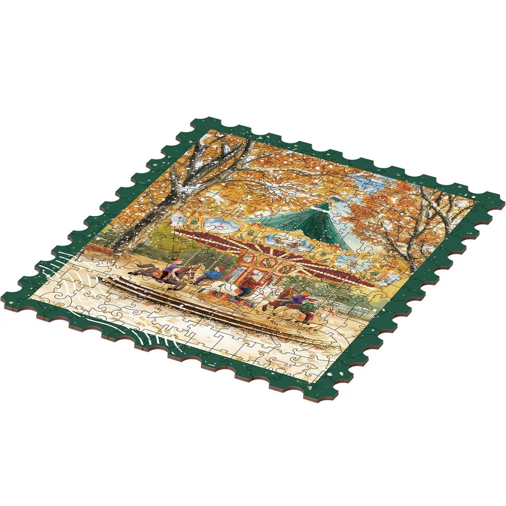 Golden Autumn Carousel Wooden Jigsaw Puzzle