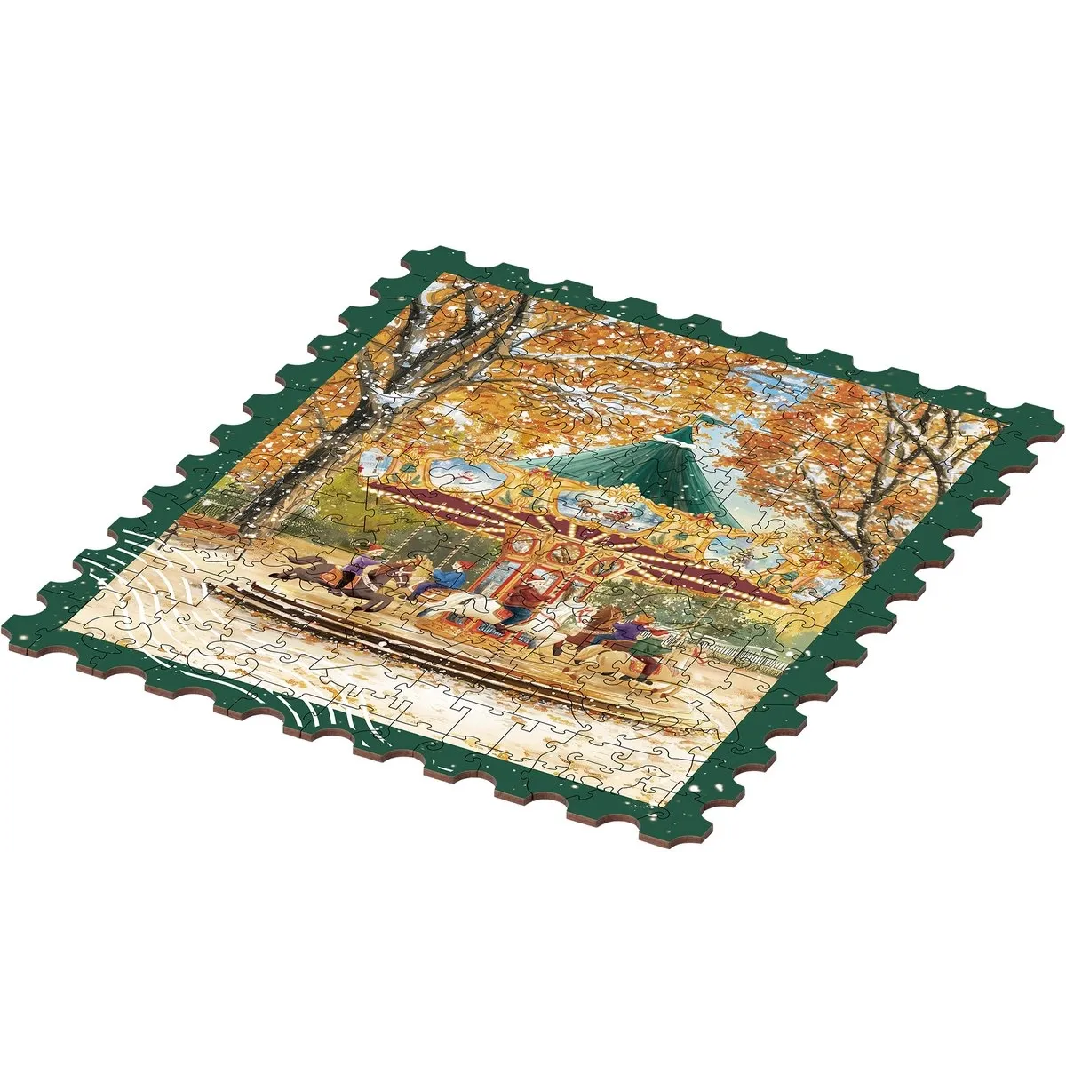 Golden Autumn Carousel Wooden Jigsaw Puzzle