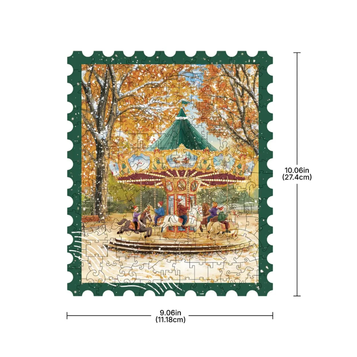 Golden Autumn Carousel Wooden Jigsaw Puzzle