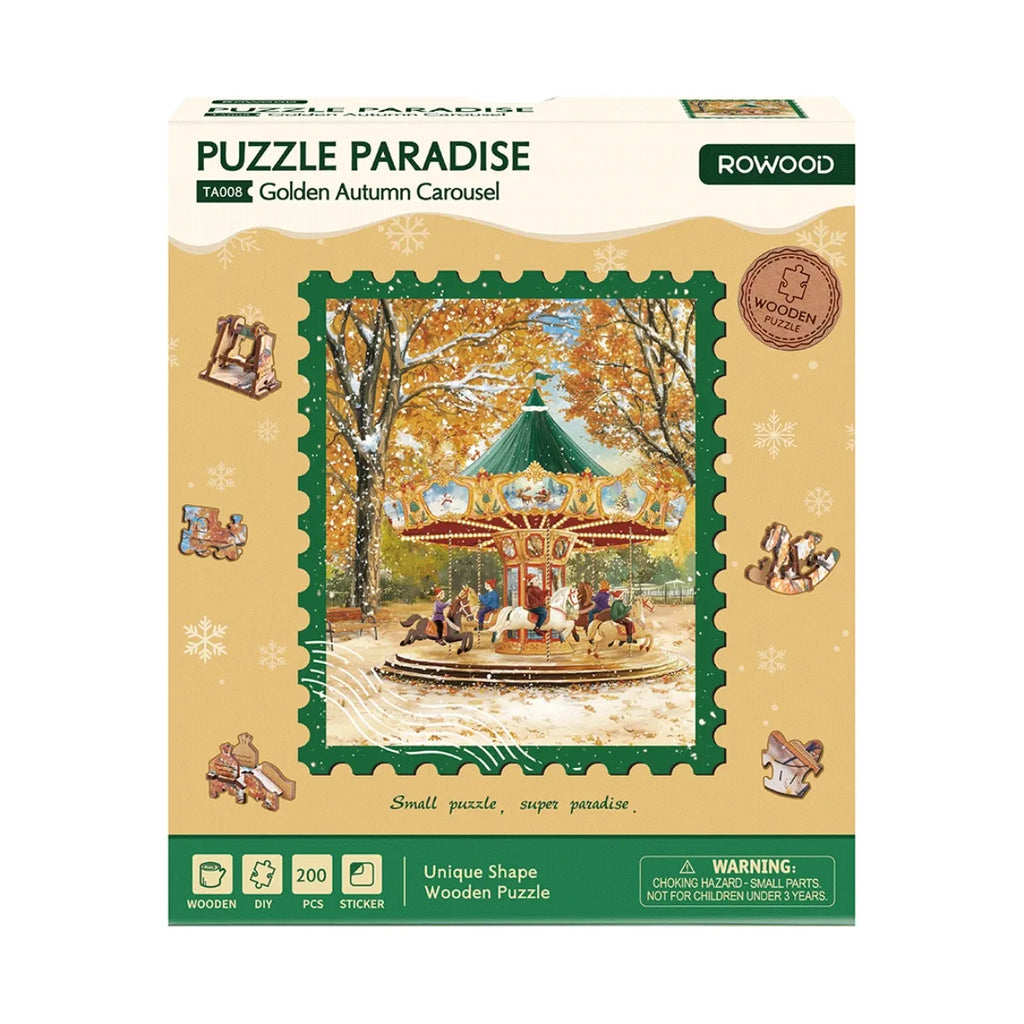 Golden Autumn Carousel Wooden Jigsaw Puzzle