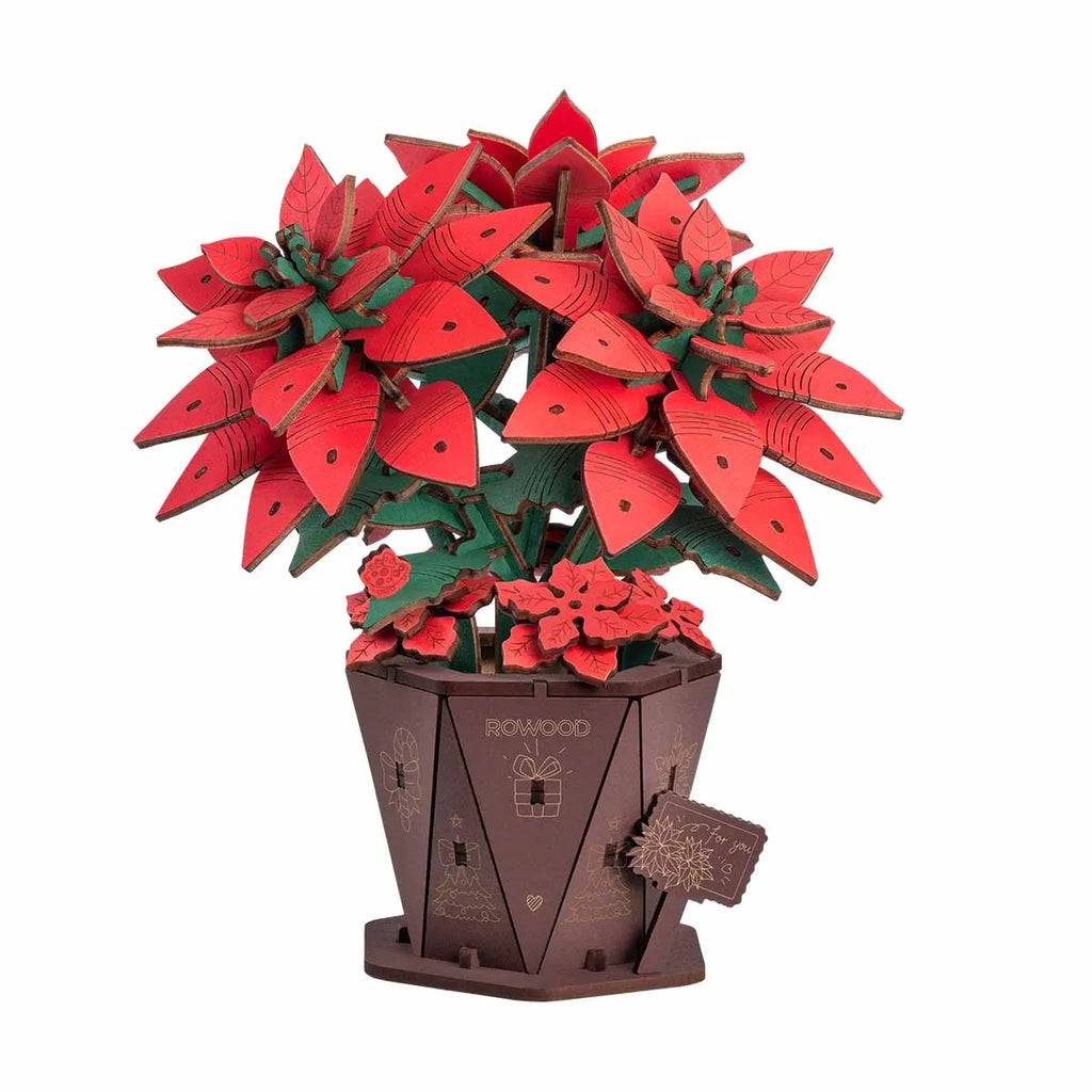 Poinsettia DIY 3D Wooden Flower Bouquet Puzzle