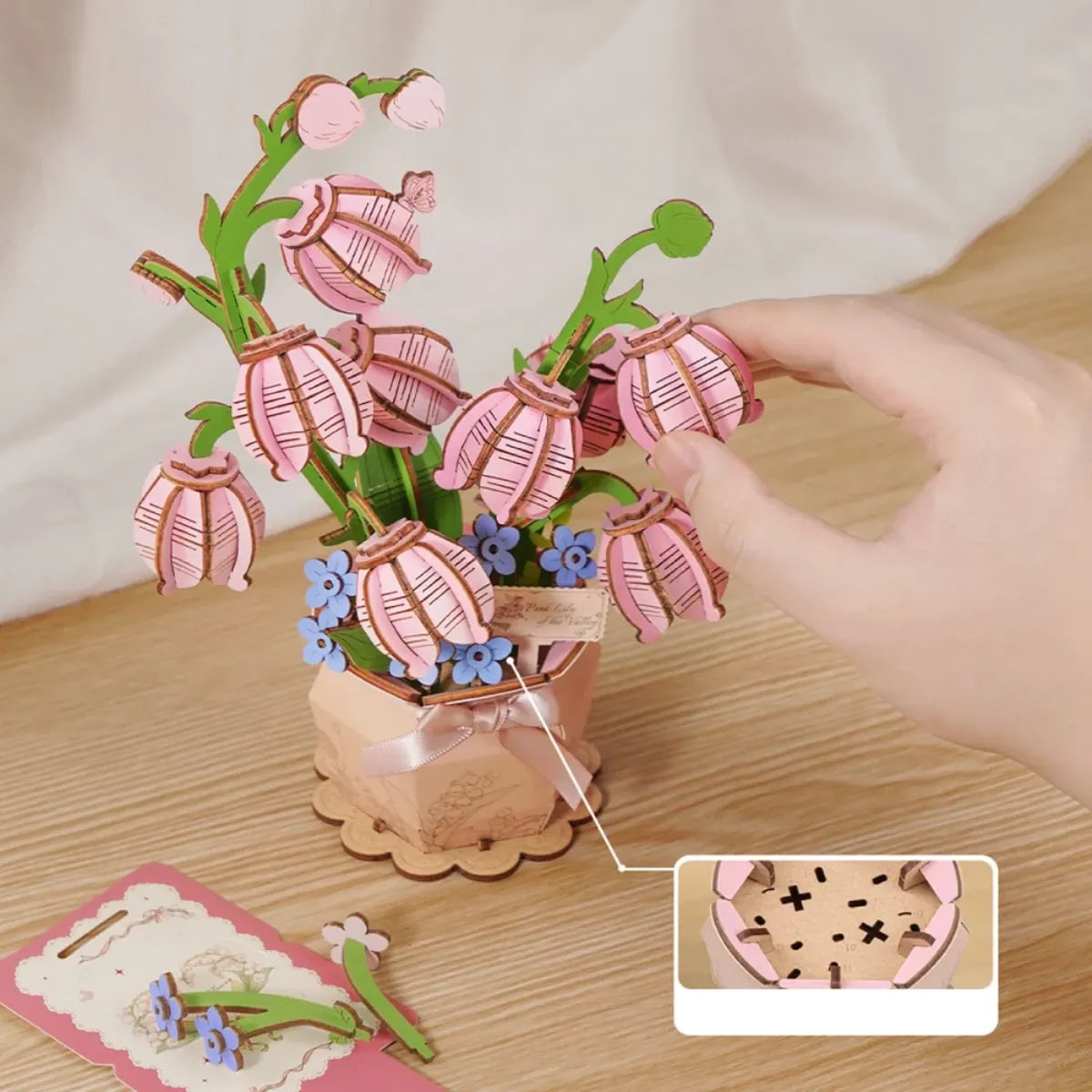 Pink Lily of the Valley DIY Wooden Bouquet Kit