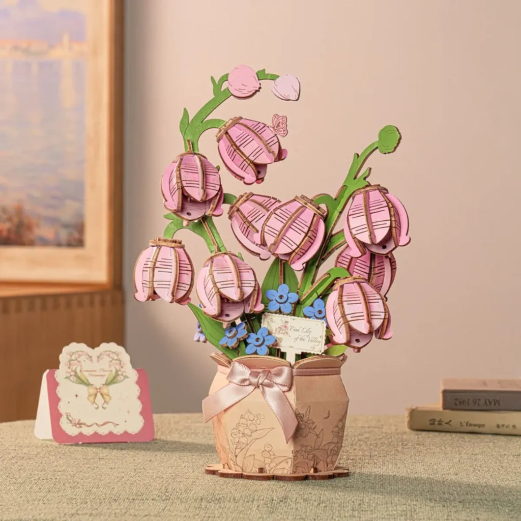 Pink Lily of the Valley DIY Wooden Bouquet Kit