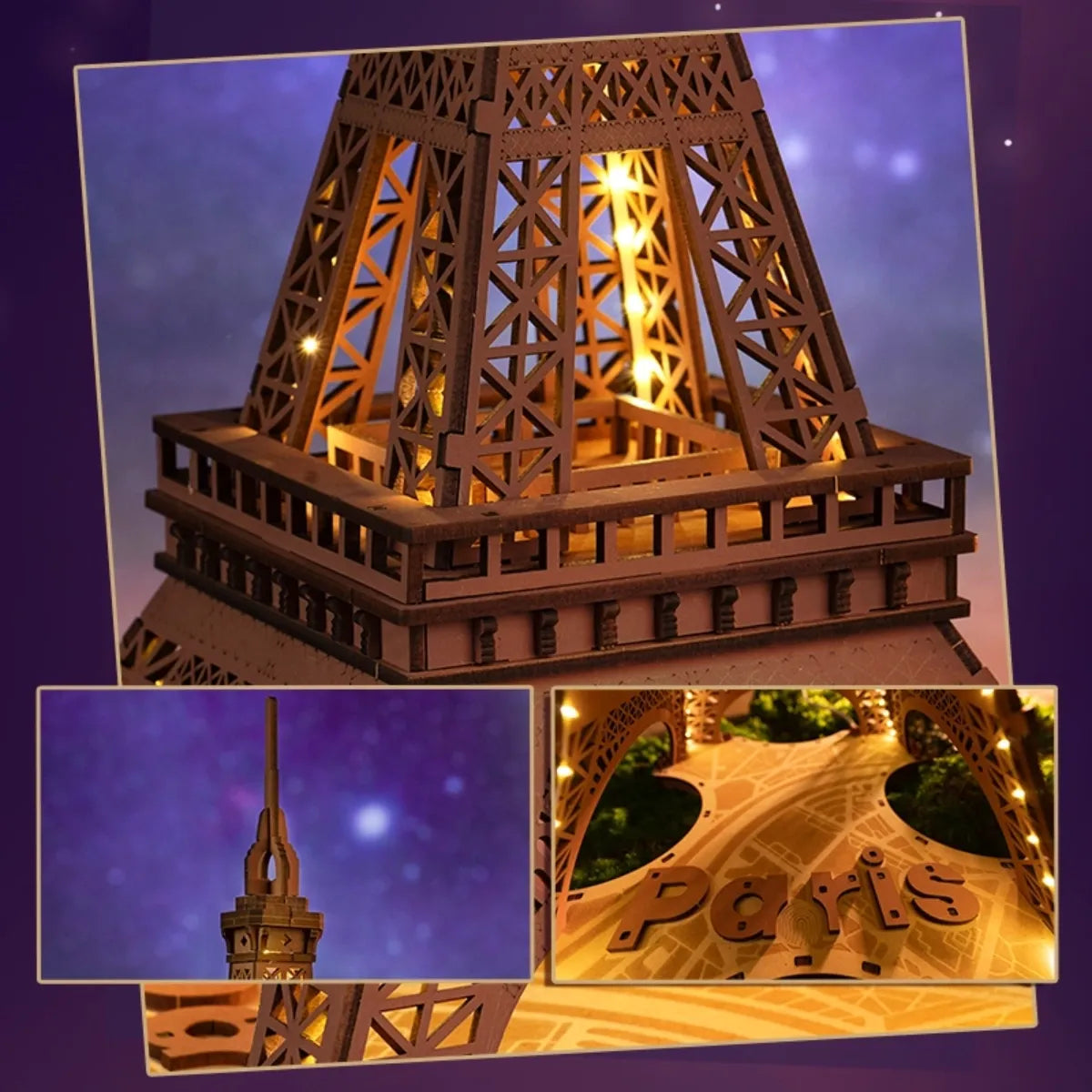 Night of the Eiffel Tower 3D Wooden Puzzle
