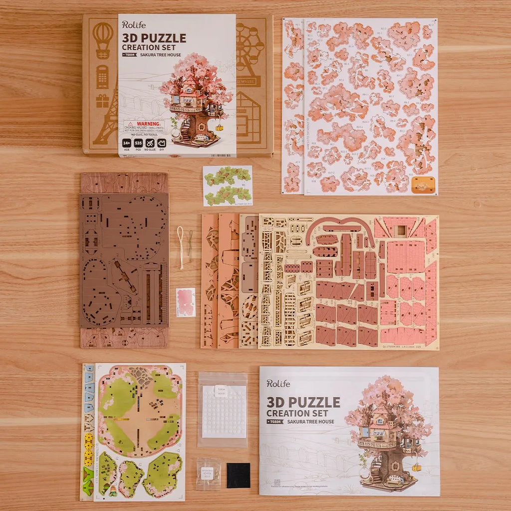 Sakura Tree House DIY Wooden 3D Puzzle