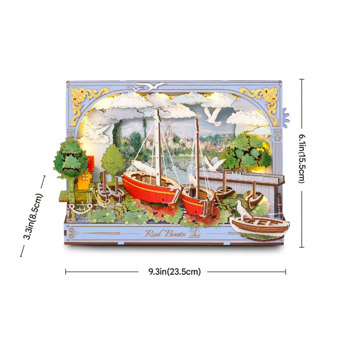 Red Boats Wall Art 3D Wooden Puzzle