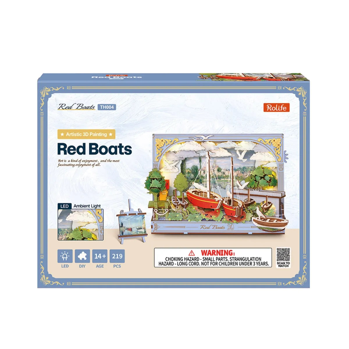 Red Boats Wall Art 3D Wooden Puzzle