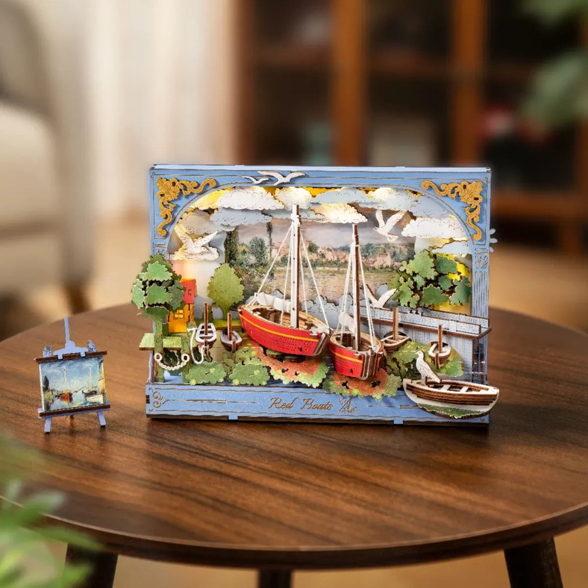 Red Boats Wall Art 3D Wooden Puzzle