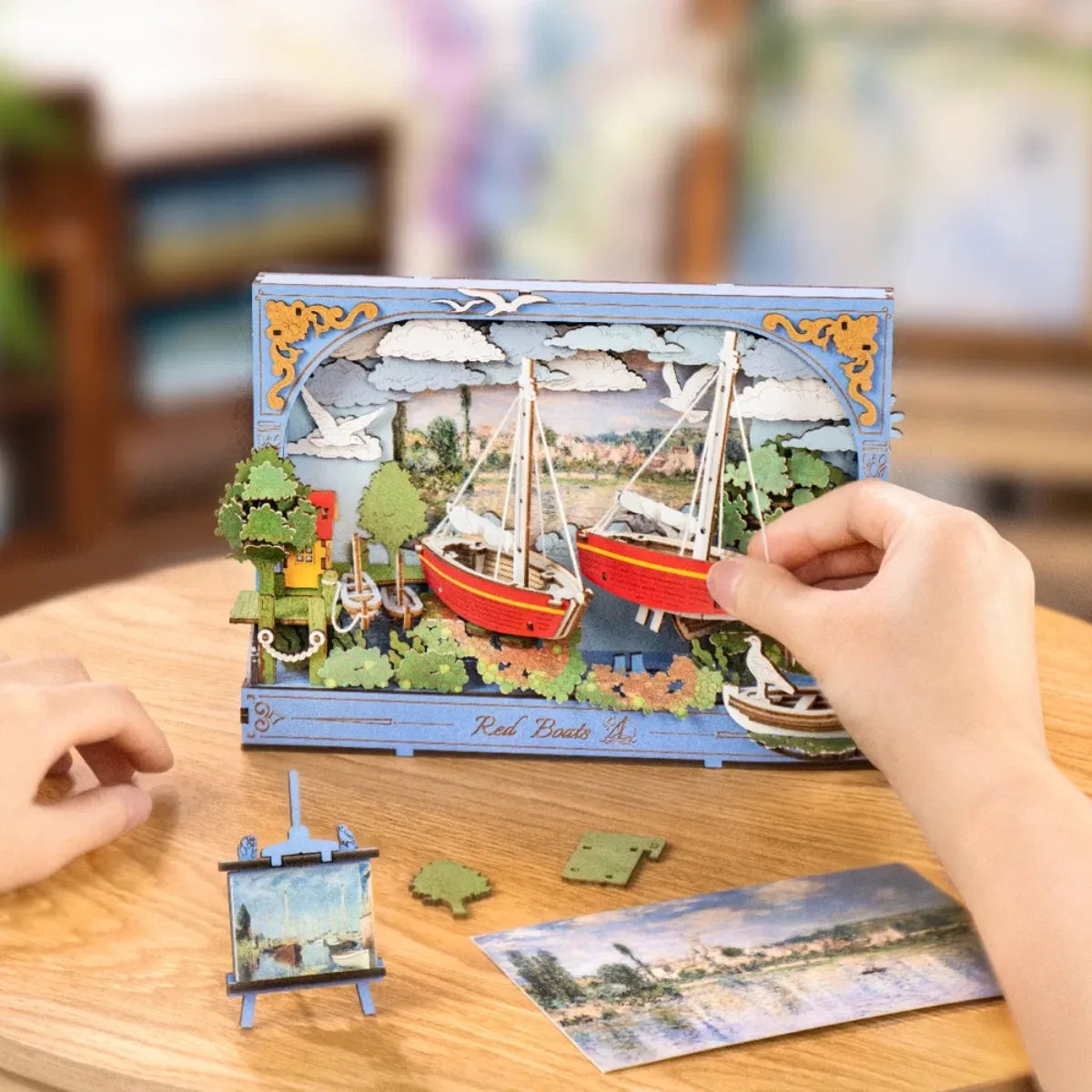 Red Boats Wall Art 3D Wooden Puzzle