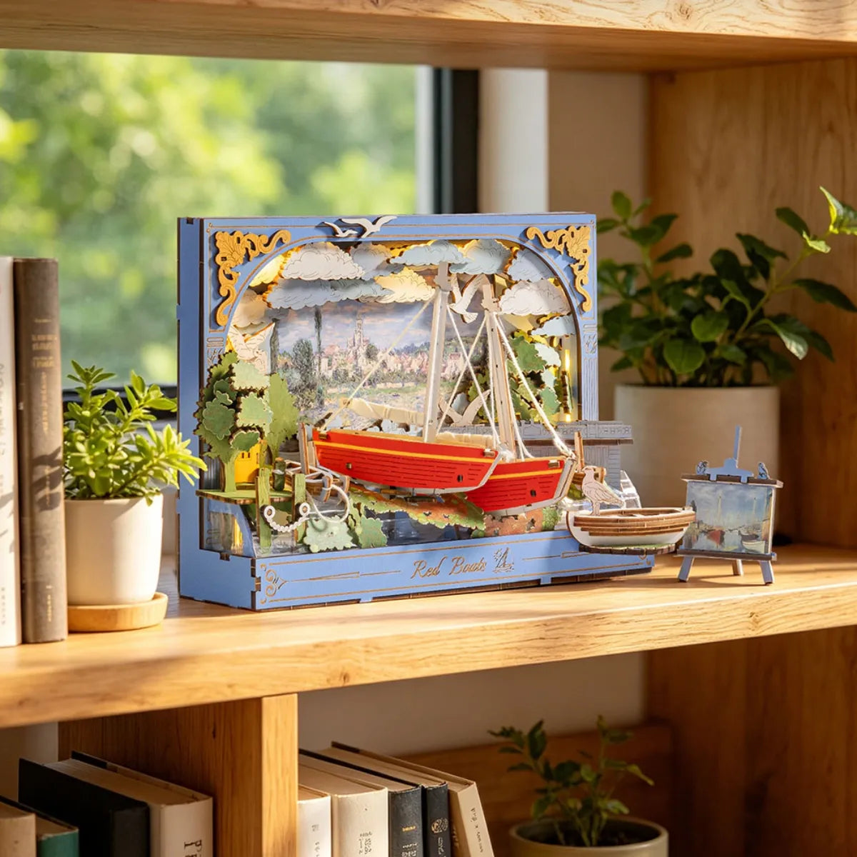 Red Boats Wall Art 3D Wooden Puzzle