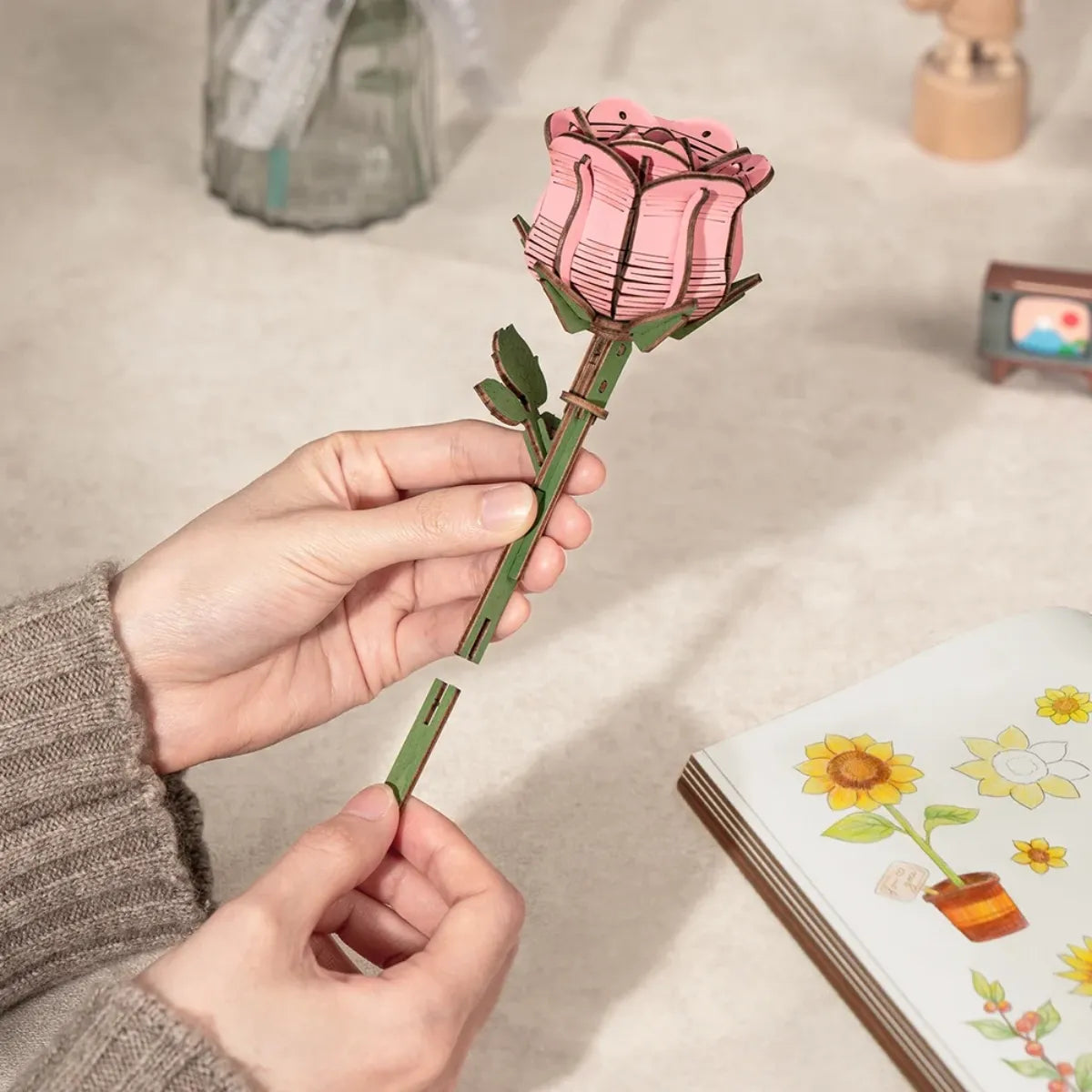 Wooden Flower Bouquet 3D Wooden Puzzle