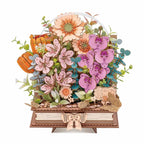 Wooden Blooming Book DIY 3D Wooden Flower Bouquet Puzzle
