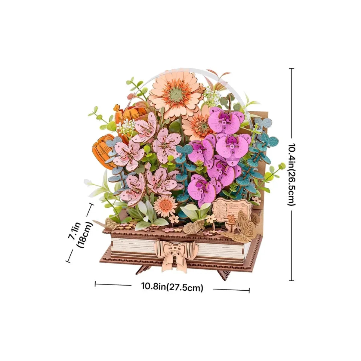Wooden Blooming Book DIY 3D Wooden Flower Bouquet Puzzle