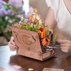 Wooden Blooming Book DIY 3D Wooden Flower Bouquet Puzzle