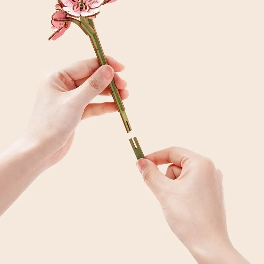 Wooden Blooming Book DIY 3D Wooden Flower Bouquet Puzzle