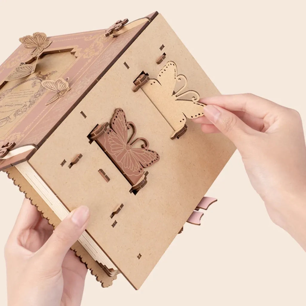 Wooden Blooming Book DIY 3D Wooden Flower Bouquet Puzzle